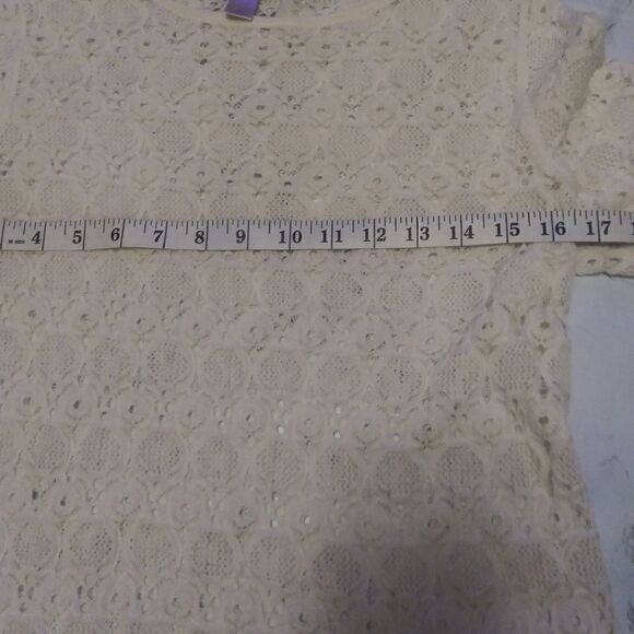 Loft white crocheted lace short sleeve top - Picture 9 of 10